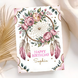 Tarjeta Deseos de cumpleaños bohemios chic