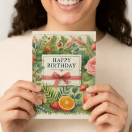 Tarjeta Deseos de cumpleaños botánicos para ella 