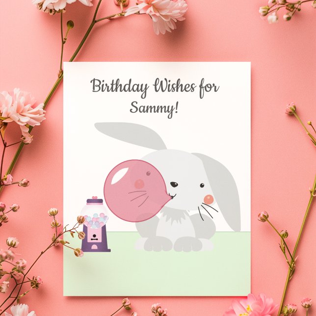 Tarjeta Deseos de cumpleaños con chicle Bunny (Subido por el creador)