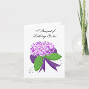 Tarjeta Deseos de cumpleaños con Hortensia Morada