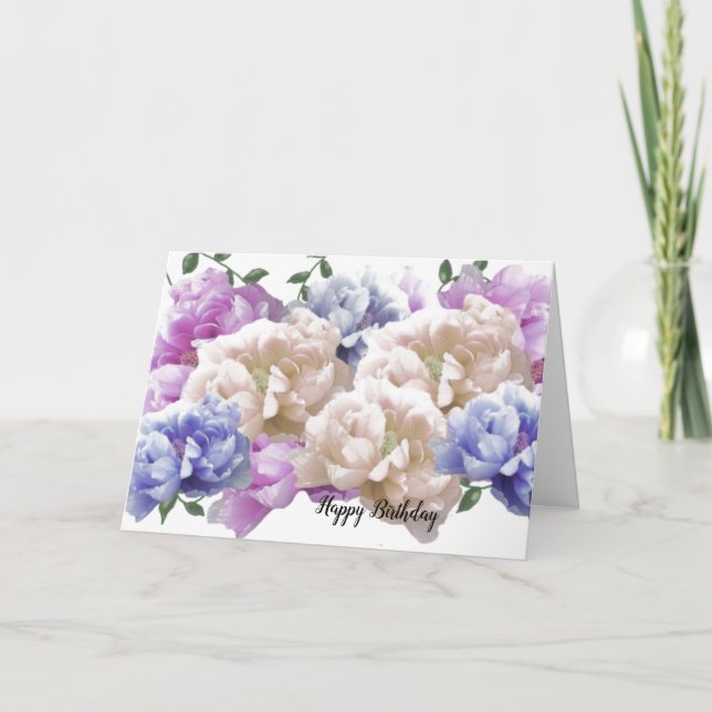 Tarjeta Deseos de cumpleaños con peonías (Anverso)