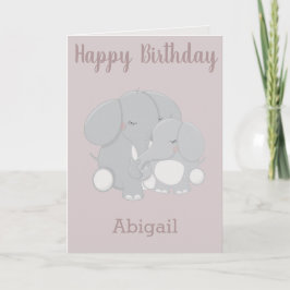 Tarjeta Deseos de cumpleaños con tema de elefante para niñ