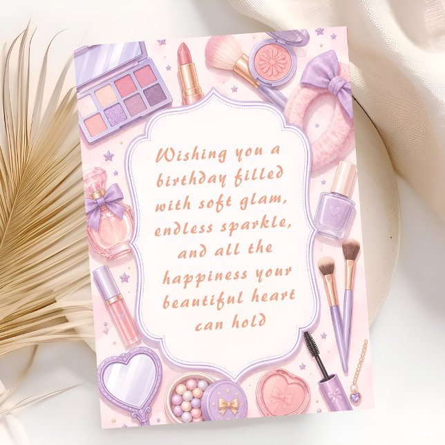 Tarjeta Deseos de Cumpleaños con Tema de Maquillaje Dulce (Subido por el creador)