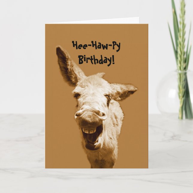 Tarjeta Deseos de cumpleaños de burro (Anverso)