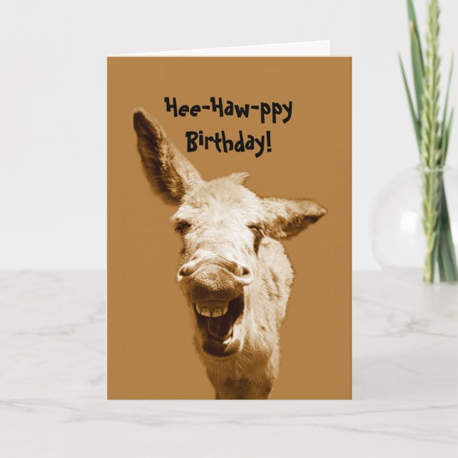 Tarjeta Deseos de cumpleaños de burro (Anverso)