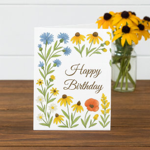 Tarjeta Deseos de Cumpleaños de Flores de Verano
