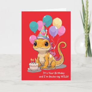 Tarjeta Deseos de cumpleaños de geco lindo de tu lagarto