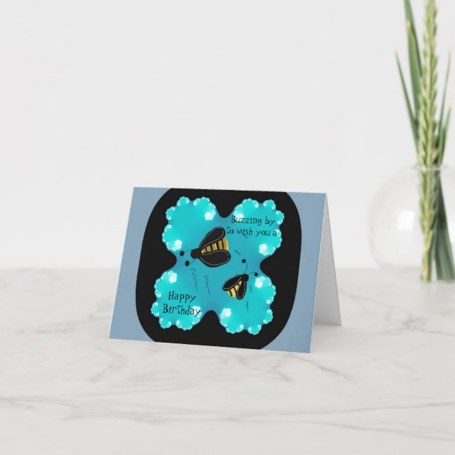 Tarjeta Deseos de cumpleaños de la abeja zumbadora (Anverso)