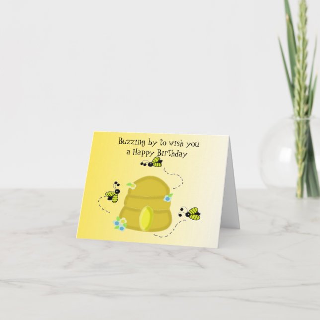 Tarjeta Deseos de cumpleaños de la abeja zumbadora (Anverso)