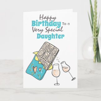 Tarjeta Deseos de cumpleaños de la hija de champagne de ch