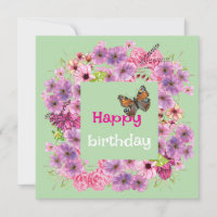 Deseos de cumpleaños de mariposa - Floral elegante