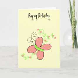 Tarjeta Deseos de cumpleaños de mariposas y vides