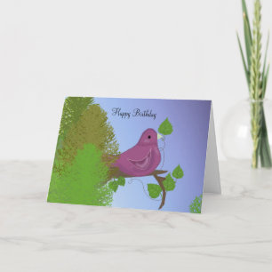 Tarjeta Deseos de cumpleaños de pajarito en una rama
