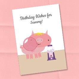 Tarjeta Deseos de cumpleaños de Piglet Bubble Gum