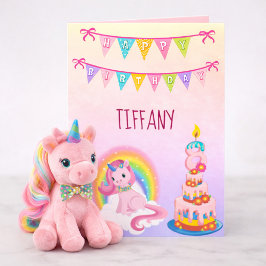 Tarjeta Deseos de cumpleaños de Unicornio para tu hijo de 