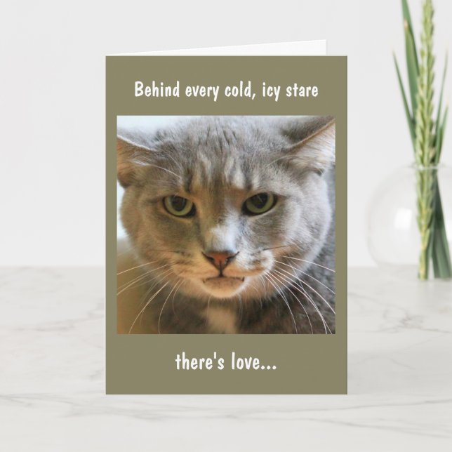 Tarjeta Deseos de cumpleaños del gato (Anverso)