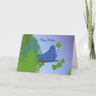 Tarjeta Deseos de Cumpleaños del Pájaro Azul