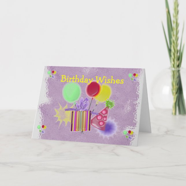 Tarjeta Deseos de cumpleaños dimensionales (Anverso)