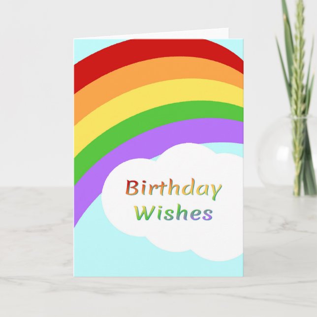 Tarjeta Deseos de Cumpleaños Diseño Arcoiris Divertido (Anverso)