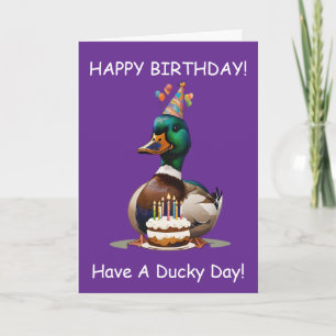 Tarjeta Deseos de cumpleaños divertidos de pato y risas de