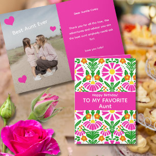 Tarjeta Deseos de Cumpleaños en Flor! Para la Tía Favorita
