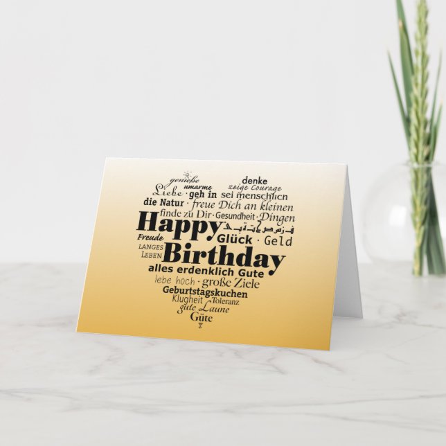 Tarjeta Deseos de cumpleaños en varios idiomas (Anverso)
