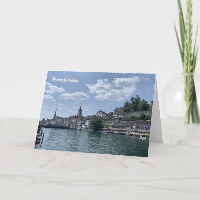Tarjeta Deseos de cumpleaños en Zurich Suiza (Anverso)