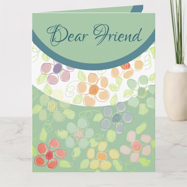 Tarjeta Deseos de cumpleaños floreados (Anverso)