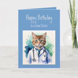 Tarjeta Deseos de Cumpleaños Gran Médico Fun Cat Scan