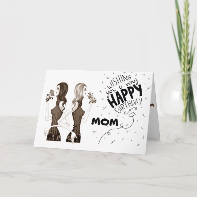 TARJETA DESEOS DE CUMPLEAÑOS **MADRE** DE SU **HIJA*** (Anverso)