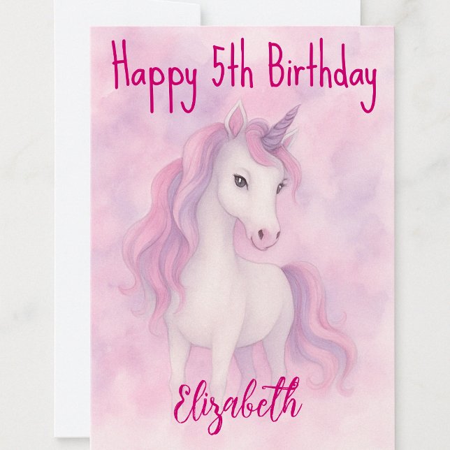 Tarjeta Deseos de cumpleaños mágicos de unicornio (Subido por el creador)