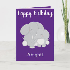 Tarjeta Deseos de cumpleaños morados bonitos para niña ele