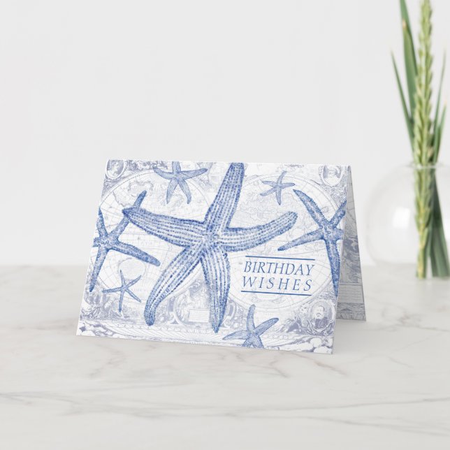 Tarjeta Deseos de Cumpleaños Nautical Starfish (Anverso)