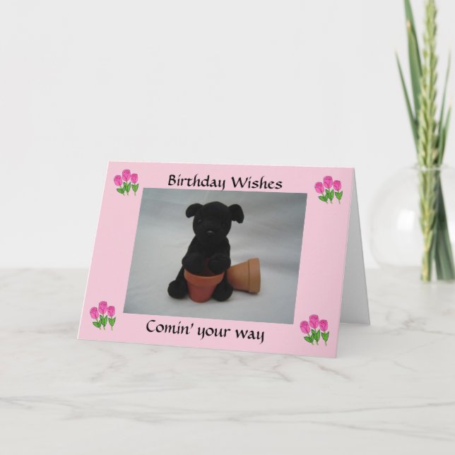 Tarjeta Deseos de cumpleaños para cachorros (Anverso)
