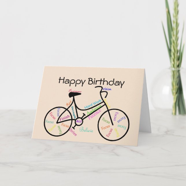 Tarjeta Deseos de cumpleaños para ciclismo y ciclismo (Anverso)