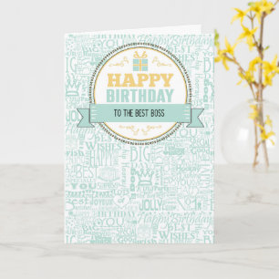Tarjeta Deseos de cumpleaños para el jefe en verde menta y