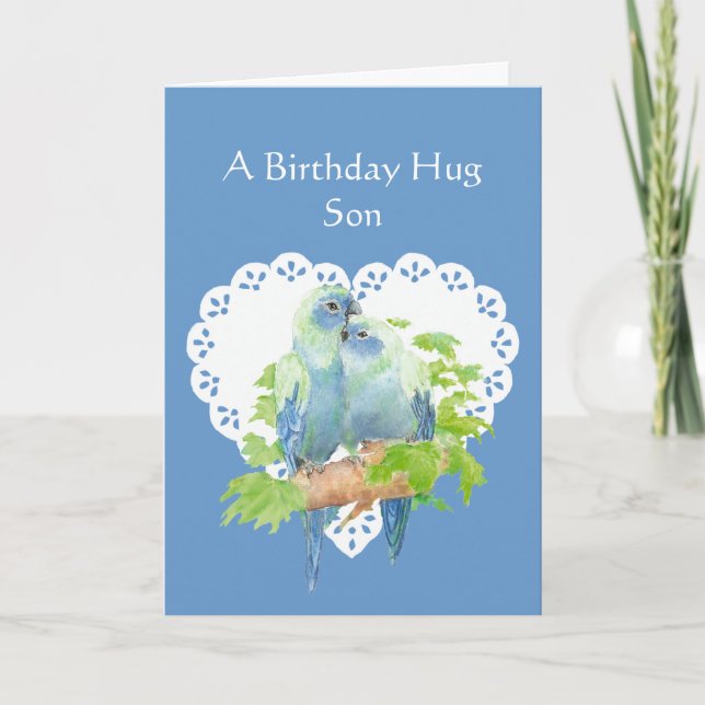 Tarjeta Deseos de cumpleaños para hijo de pájaro loro (Anverso)