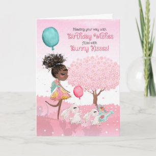 Tarjeta Deseos de cumpleaños para niñas Bunny Besos Niña M