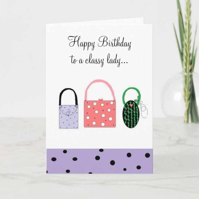 Tarjeta Deseos de Cumpleaños para una Dama Elegante (Anverso)