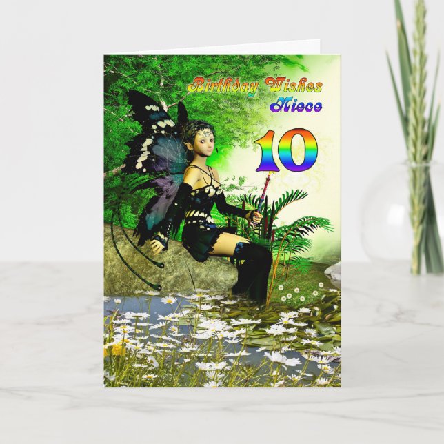 Tarjeta Deseos de cumpleaños para una sobrina de 10 años d (Anverso)