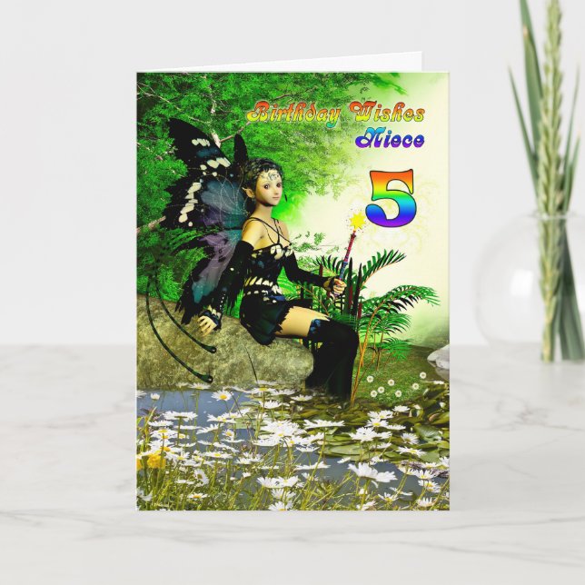 Tarjeta Deseos de cumpleaños para una sobrina de 5 años de (Anverso)