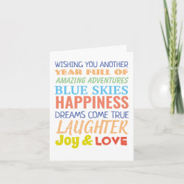 Tarjeta Deseos de cumpleaños personalizados arcoíris color