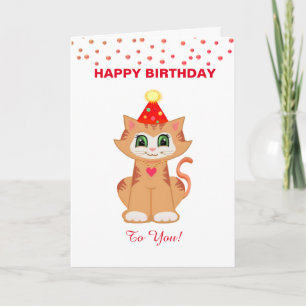 Tarjeta Deseos de cumpleaños personalizados para gatito