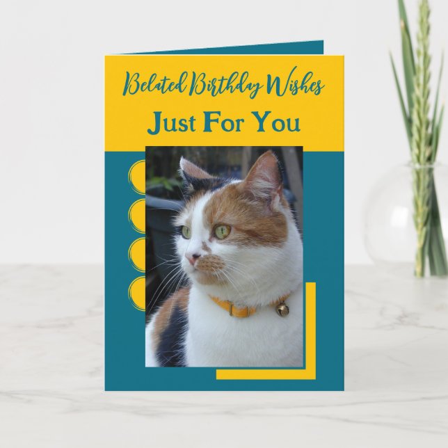 Tarjeta Deseos de cumpleaños retrasados sólo por ti amaril (Anverso)