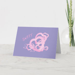 Tarjeta Deseos de cumpleaños rosados corazones dulces salu