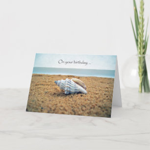Tarjeta Deseos de cumpleaños sinceros en la playa de conch