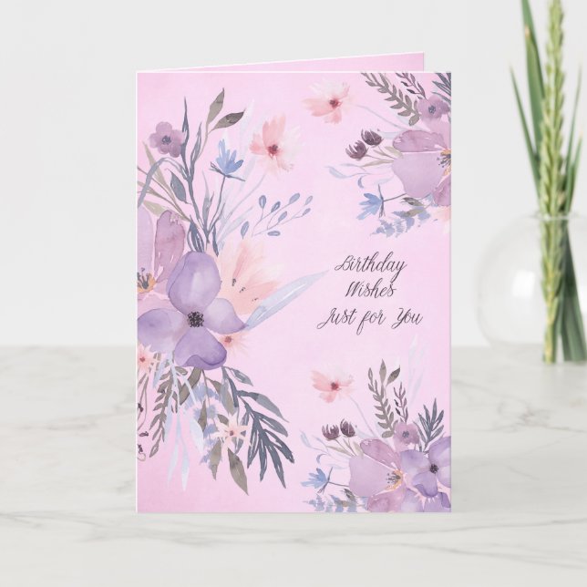 Tarjeta Deseos de cumpleaños sólo para ti Flores acuáticas (Anverso)