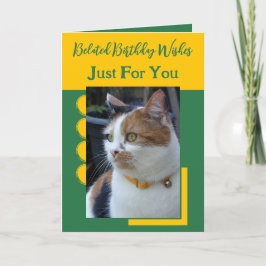 Tarjeta Deseos de cumpleaños tardíos sólo para ti amarillo