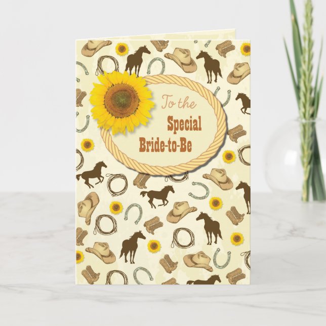 Tarjeta Deseos de Despedida de Soltera Western & Sunflower (Anverso)