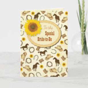 Tarjeta Deseos de Despedida de Soltera Western & Sunflower
